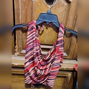 rampage striped red cropped halter top size medium
